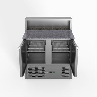 Two Door Salad Prep Fridge With Marble Top - FED-X XGNS900E