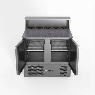 Two Door Salad Prep Fridge With Marble Top - FED-X XGNS900E