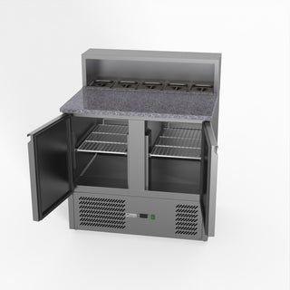 Two Door Salad Prep Fridge With Marble Top - FED-X XGNS900E