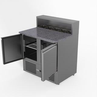 Two Door Salad Prep Fridge With Marble Top - FED-X XGNS900E