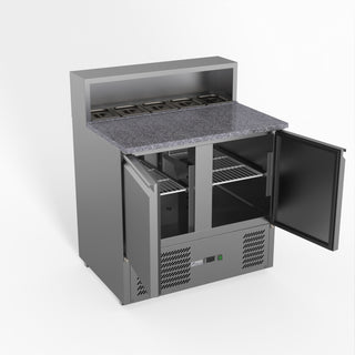 Two Door Salad Prep Fridge With Marble Top - FED-X XGNS900E