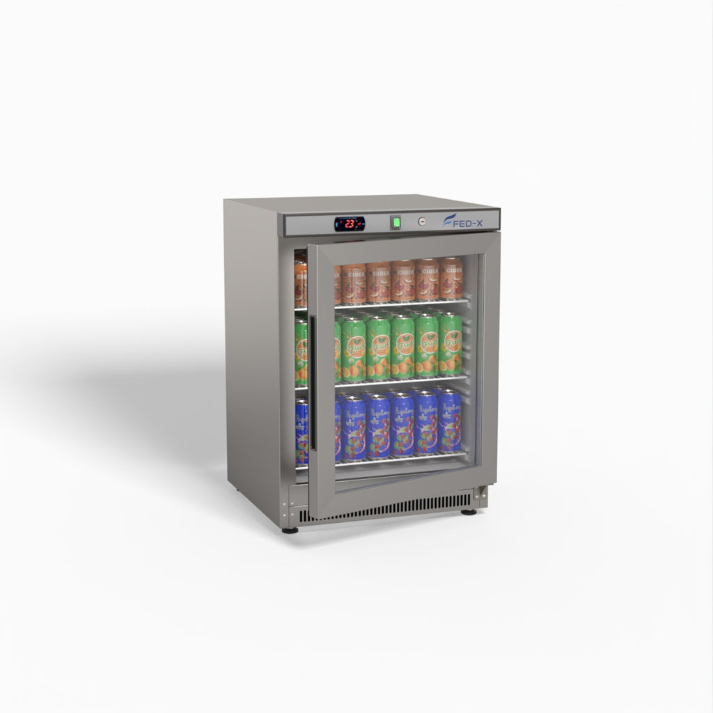 FED-X Thermaster Stainless Steel Upright Static Display Fridge XR200SG
