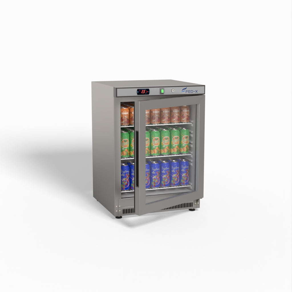 FED-X Thermaster Stainless Steel Upright Static Display Fridge XR200SG