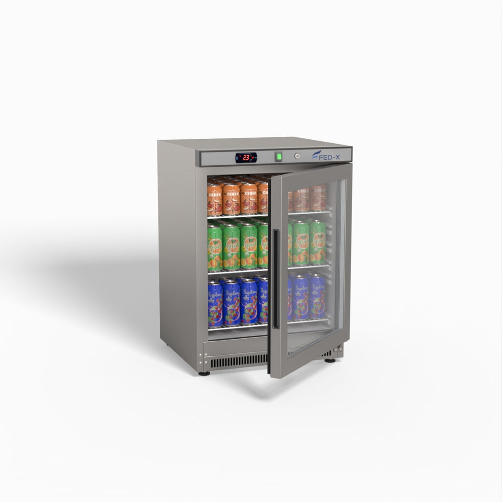 FED-X Thermaster Stainless Steel Upright Static Display Fridge XR200SG