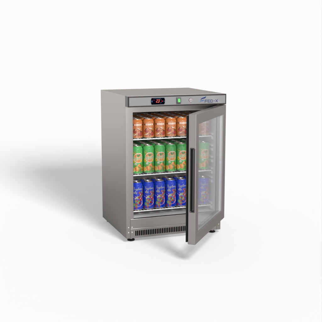 FED-X Thermaster Stainless Steel Upright Static Display Fridge XR200SG