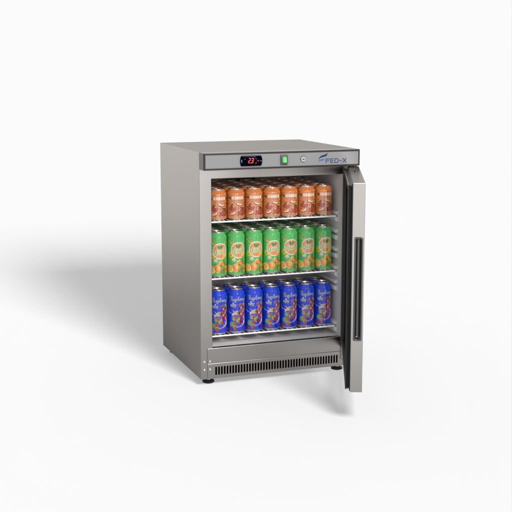 FED-X Thermaster Stainless Steel Upright Static Display Fridge XR200SG