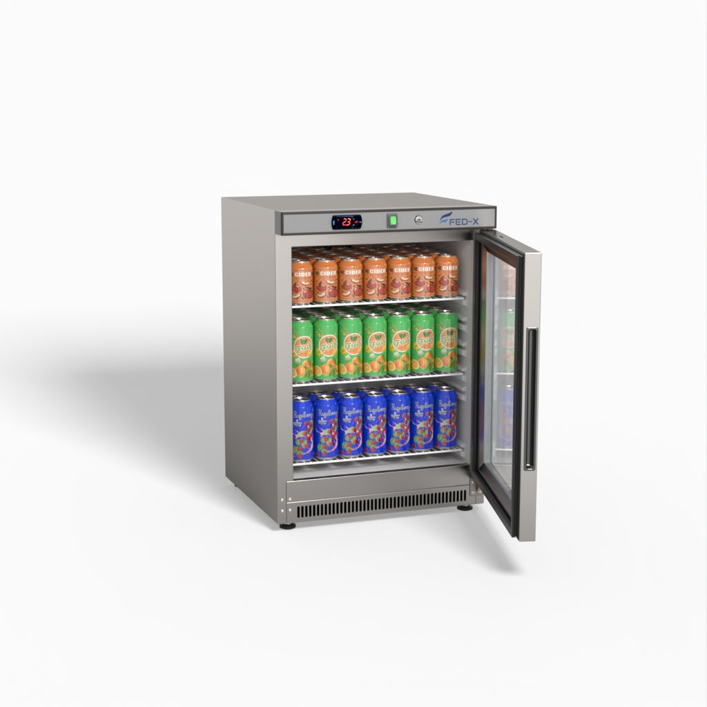 FED-X Thermaster Stainless Steel Upright Static Display Fridge XR200SG