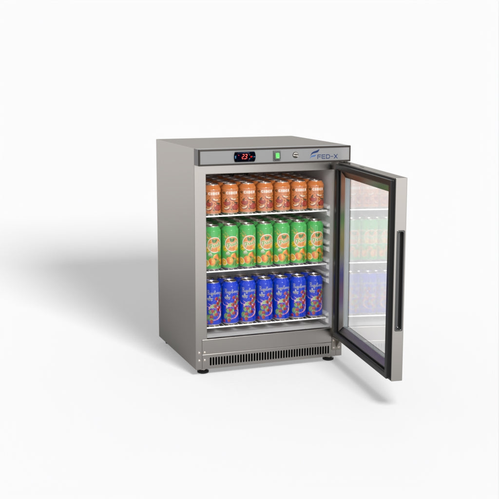 FED-X Thermaster Stainless Steel Upright Static Display Fridge XR200SG