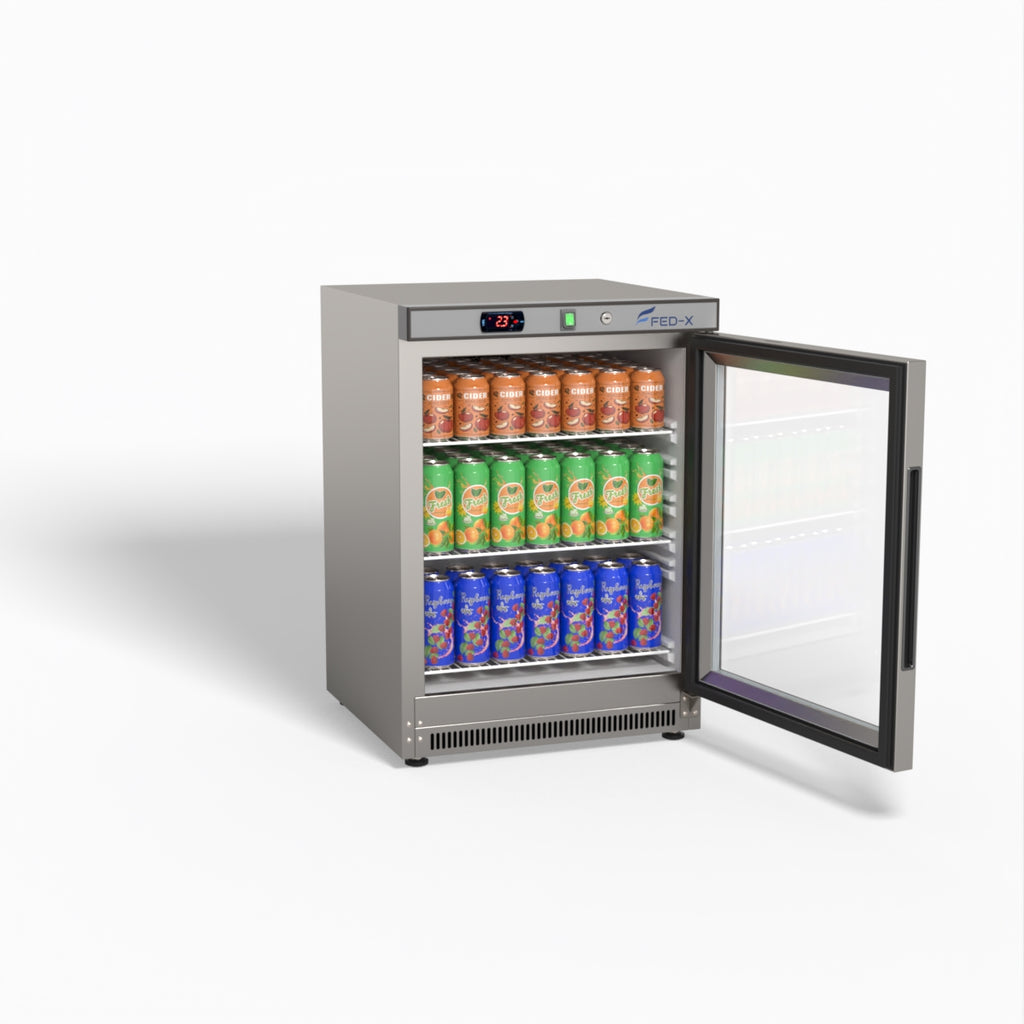 FED-X Thermaster Stainless Steel Upright Static Display Fridge XR200SG
