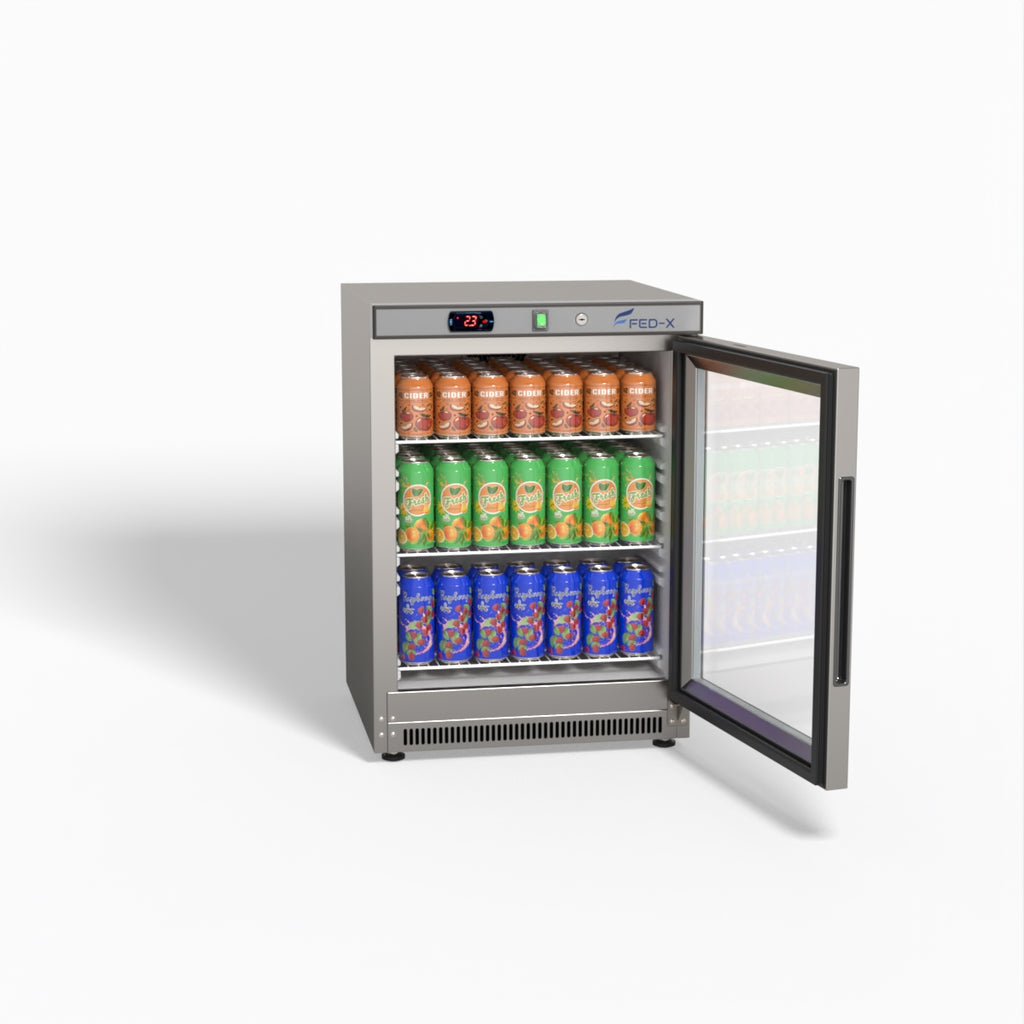 FED-X Thermaster Stainless Steel Upright Static Display Fridge XR200SG