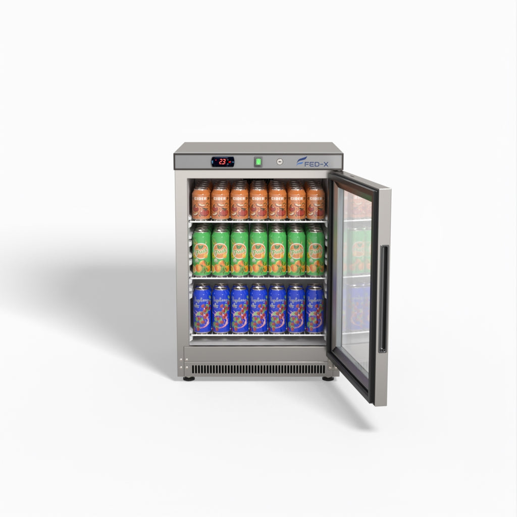 FED-X Thermaster Stainless Steel Upright Static Display Fridge XR200SG