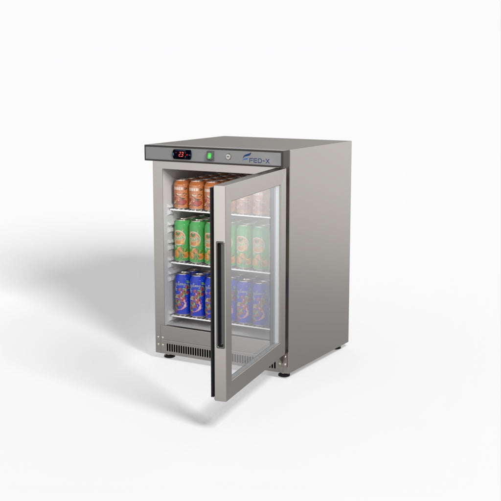 FED-X Thermaster Stainless Steel Upright Static Display Fridge XR200SG