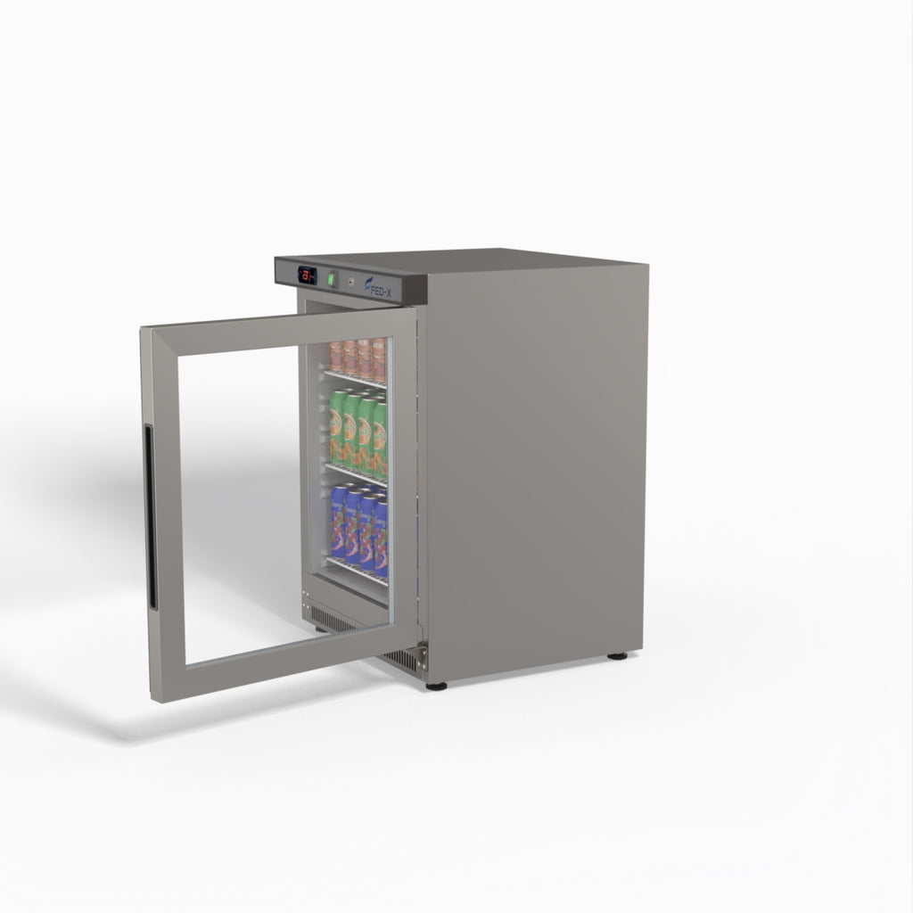 FED-X Thermaster Stainless Steel Upright Static Display Fridge XR200SG