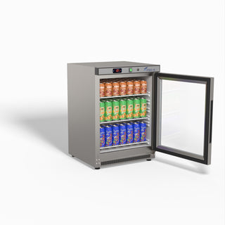 Thermaster Stainless Steel Upright Static Display Fridge XR200SG