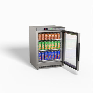 Thermaster Stainless Steel Upright Static Display Fridge XR200SG