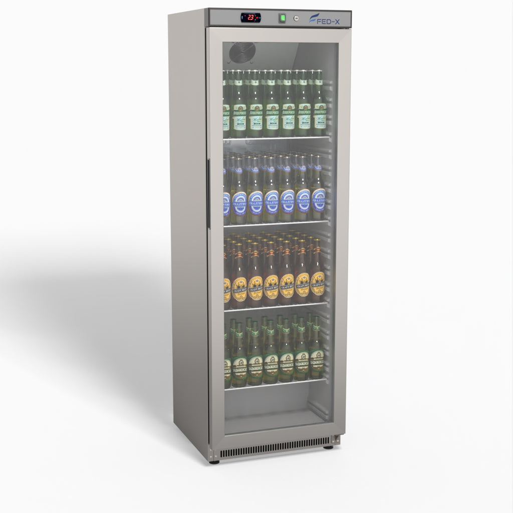 Thermaster Stainless Steel Upright Static Display Fridge XR400SG