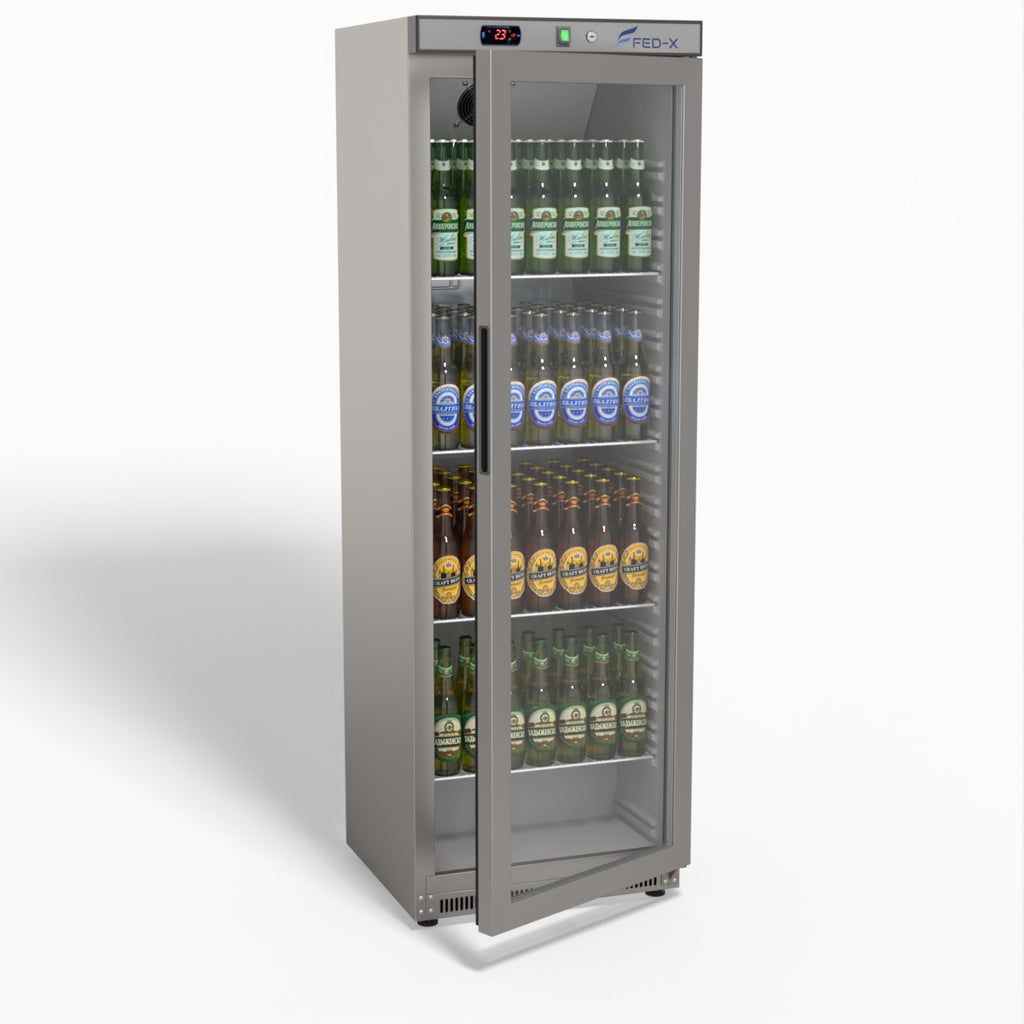 FED-X Thermaster Stainless Steel Upright Static Display Fridge XR400SG