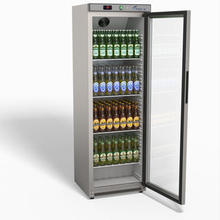 Thermaster Stainless Steel Upright Static Display Fridge XR400SG