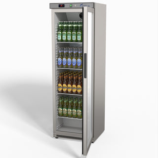 Thermaster Stainless Steel Upright Static Display Fridge XR400SG