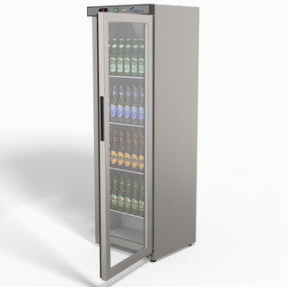 Thermaster Stainless Steel Upright Static Display Fridge XR400SG