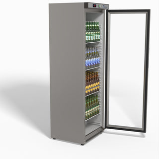 Thermaster Stainless Steel Upright Static Display Fridge XR400SG