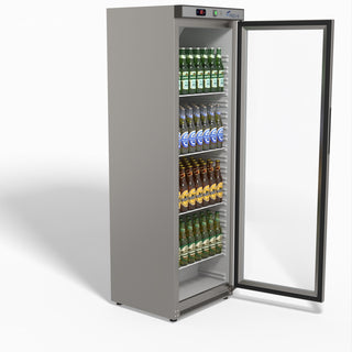 Thermaster Stainless Steel Upright Static Display Fridge XR400SG