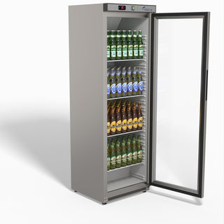 Thermaster Stainless Steel Upright Static Display Fridge XR400SG