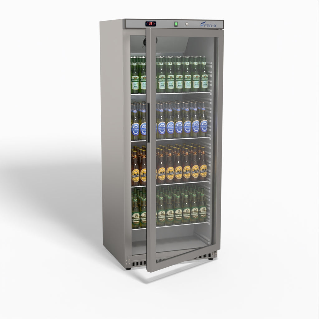 FED-X Thermaster Stainless Steel Upright Static Display Fridge XR600SG