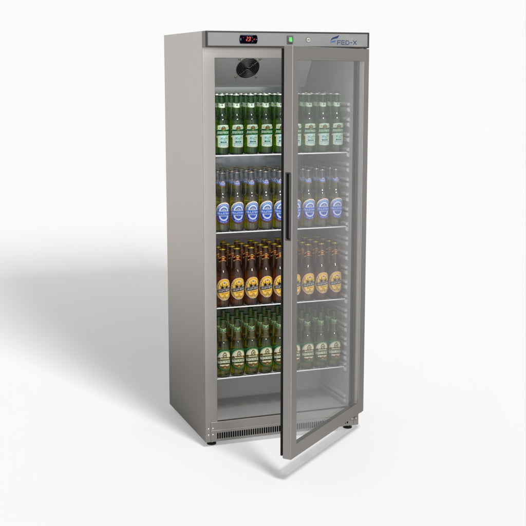 FED-X Thermaster Stainless Steel Upright Static Display Fridge XR600SG