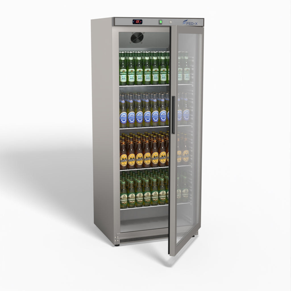 FED-X Thermaster Stainless Steel Upright Static Display Fridge XR600SG