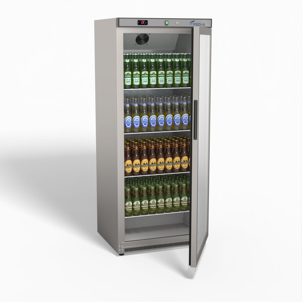 FED-X Thermaster Stainless Steel Upright Static Display Fridge XR600SG