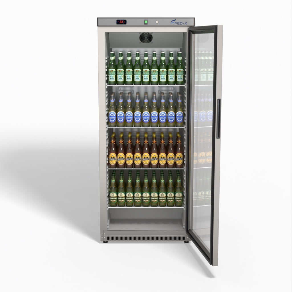 FED-X Thermaster Stainless Steel Upright Static Display Fridge XR600SG
