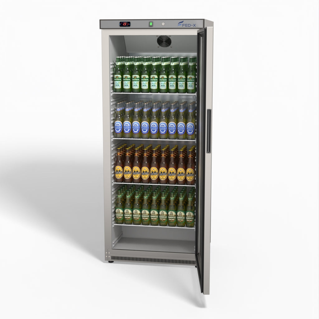 FED-X Thermaster Stainless Steel Upright Static Display Fridge XR600SG