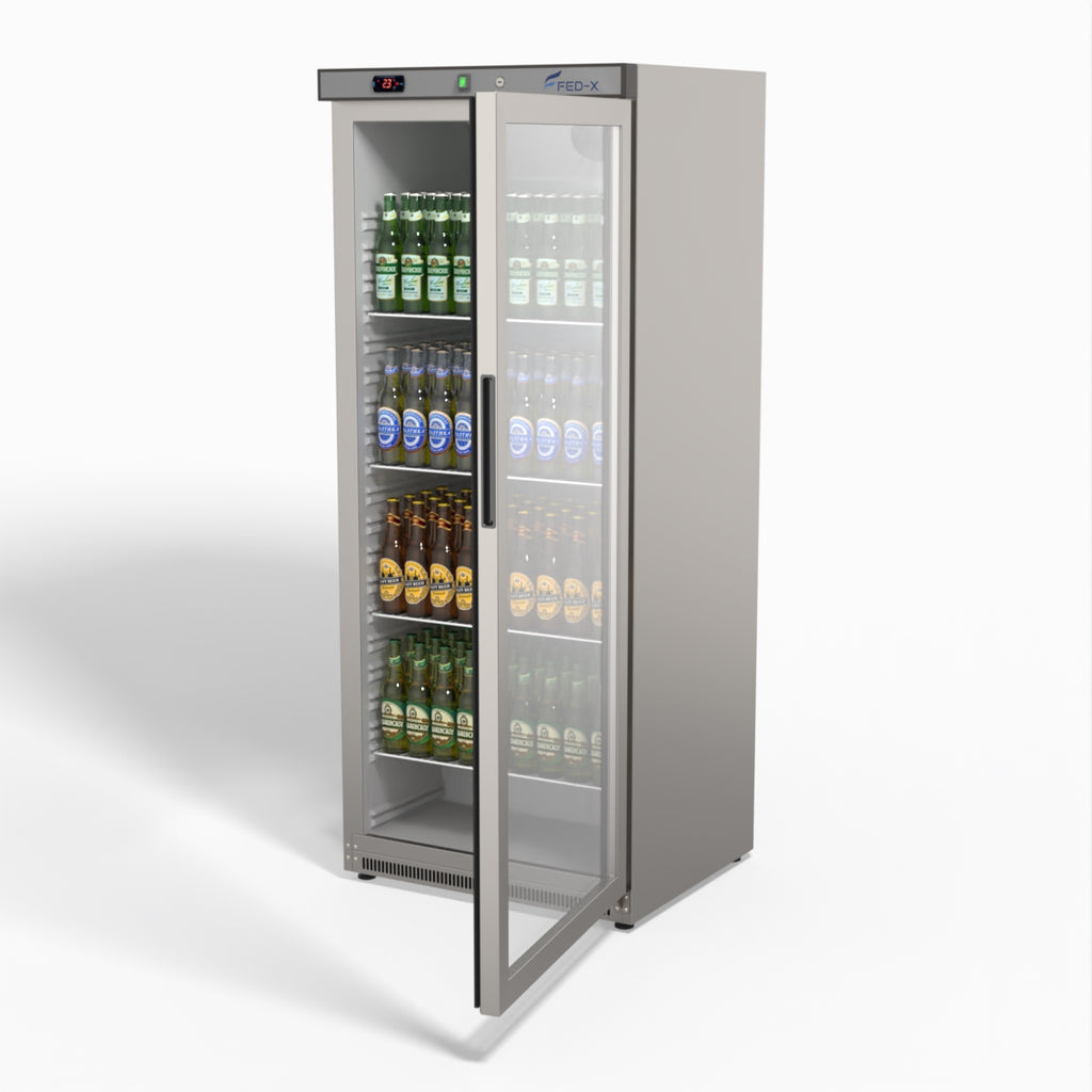 FED-X Thermaster Stainless Steel Upright Static Display Fridge XR600SG