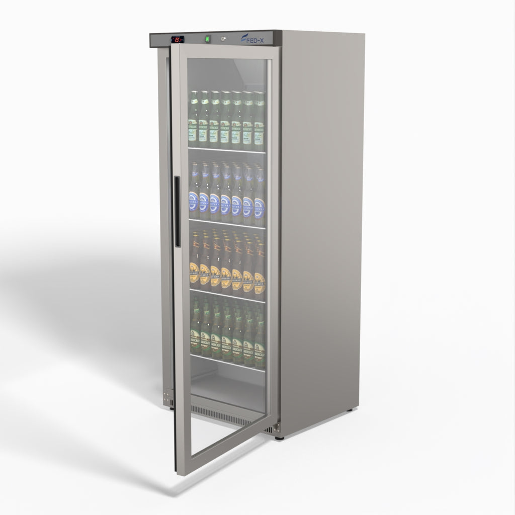 FED-X Thermaster Stainless Steel Upright Static Display Fridge XR600SG