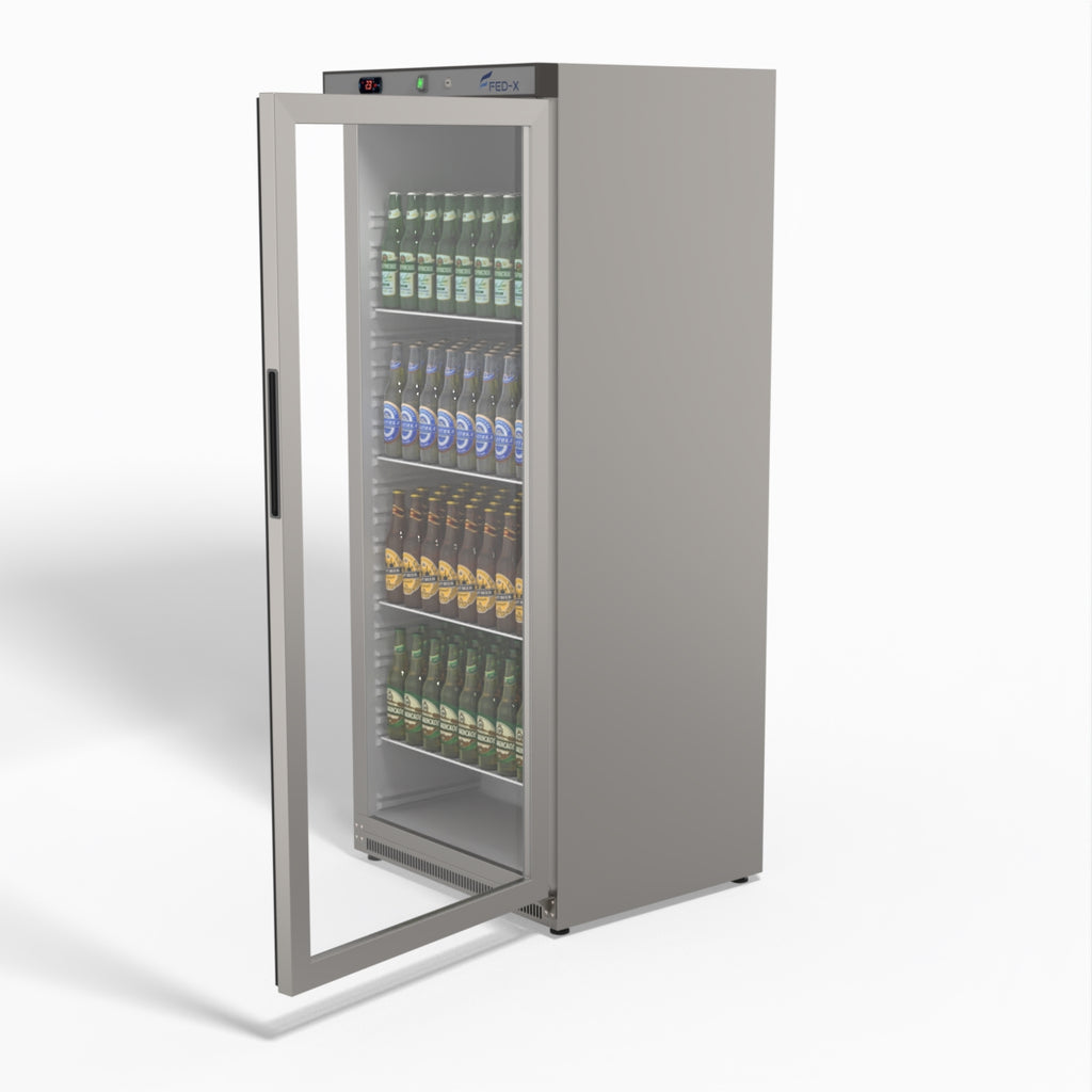 FED-X Thermaster Stainless Steel Upright Static Display Fridge XR600SG