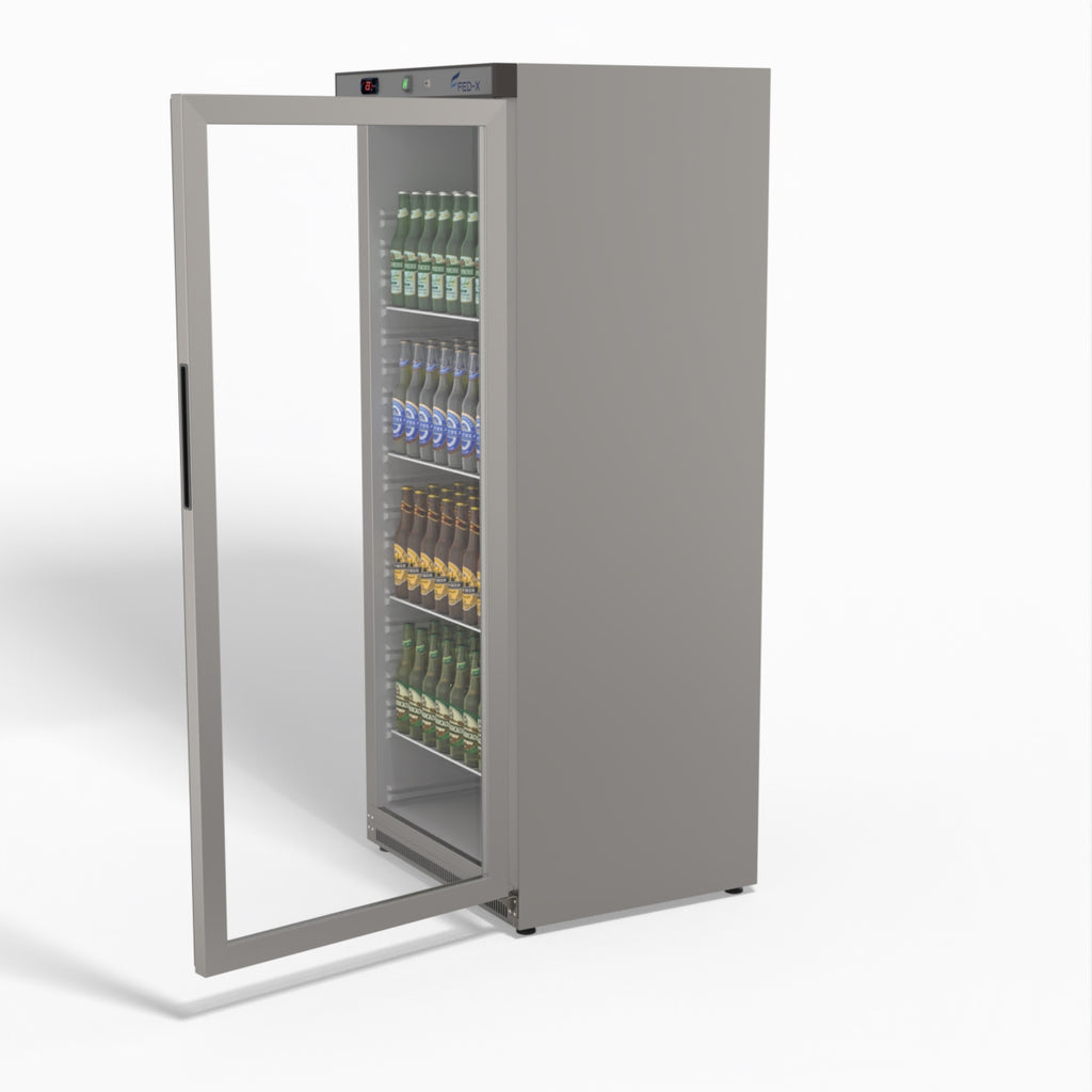 FED-X Thermaster Stainless Steel Upright Static Display Fridge XR600SG