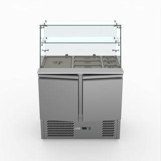 Two Door Salad Prep Fridge With Square Glass Top - FED-X XS900GC