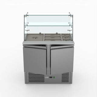 Two Door Salad Prep Fridge With Square Glass Top - FED-X XS900GC