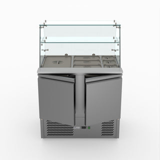 Two Door Salad Prep Fridge With Square Glass Top - FED-X XS900GC