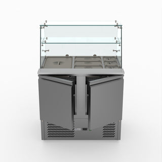 Two Door Salad Prep Fridge With Square Glass Top - FED-X XS900GC