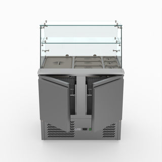 Two Door Salad Prep Fridge With Square Glass Top - FED-X XS900GC