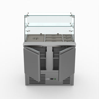 Two Door Salad Prep Fridge With Square Glass Top - FED-X XS900GC