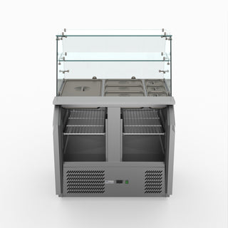 Two Door Salad Prep Fridge With Square Glass Top - FED-X XS900GC