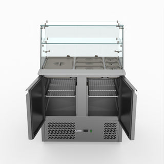 Two Door Salad Prep Fridge With Square Glass Top - FED-X XS900GC