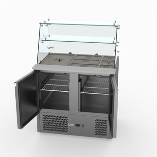 Two Door Salad Prep Fridge With Square Glass Top - FED-X XS900GC