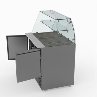 Two Door Salad Prep Fridge With Square Glass Top - FED-X XS900GC