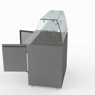 Two Door Salad Prep Fridge With Square Glass Top - FED-X XS900GC