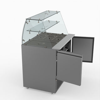 Two Door Salad Prep Fridge With Square Glass Top - FED-X XS900GC