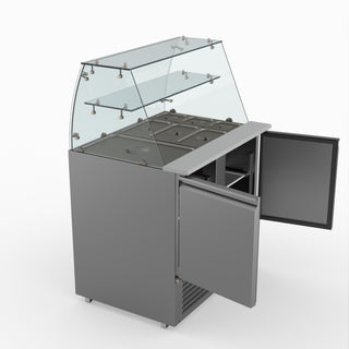 Two Door Salad Prep Fridge With Square Glass Top - FED-X XS900GC